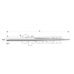 Ząb ładowacza - Prosta 1250mm, (Kwadrat) Zastępuje: DF045 