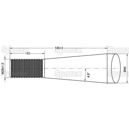 Ząb ładowacza - Prosta 1250mm, Wielkość gwintu: M28 x 1.50 (Kwadrat) Zastępuje: KK241162