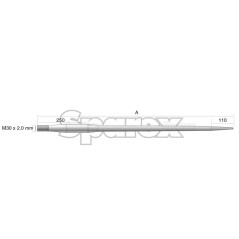 Ząb ładowacza - Prosta 1250mm, Wielkość gwintu: M30 x 2.00 (Kwadrat) Zastępuje: 241162M30 