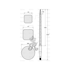 Ząb ładowacza - Prosta 1250mm, Wielkość gwintu: M33 x 2.00 (Kwadrat) 