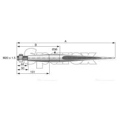 Ząb ładowacza - Prosta 600mm, Wielkość gwintu: M20 x 1.50 (Kwadrat) Zastępuje: KK221150 