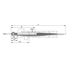 Ząb ładowacza - Prosta 660mm, Wielkość gwintu: M22 x 1.50 (Kwadrat) 