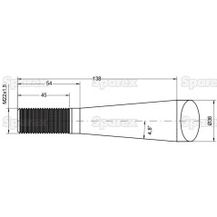 Ząb ładowacza - Prosta 680mm, Wielkość gwintu: M22 x 1.50 (H - fluted)