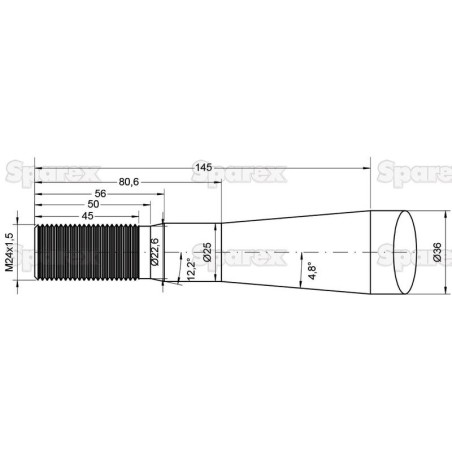 Ząb ładowacza - Prosta 810mm, Wielkość gwintu: M24 x 1.50 (Kwadrat) Zastępuje: KK221189