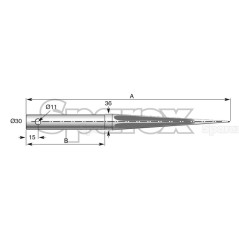 Ząb ładowacza - Prosta 820mm, Wielkość gwintu: - (Gwiazda) 