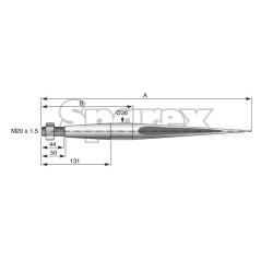 Ząb ładowacza - Prosta 820mm, Wielkość gwintu: M20 x 1.50 (Kwadrat) Zastępuje: KK221151 