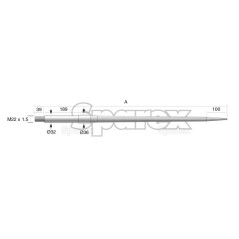 Ząb ładowacza - Prosta 850mm, Wielkość gwintu: M22 x 1.50 (Tapered Square) Zastępuje: M6678898 