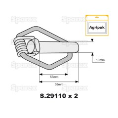 zabezpieczające Przetyczka, Sworzeń Ø10mm x 58mm 